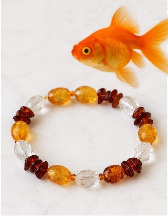 Dabīgo pērļu rokassprādze "Zelta zivtiņas veiksme"